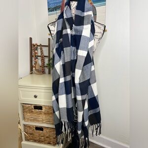 Plush Apparel - Ultra Soft Plaid Scarf - Navy Charcoal & White